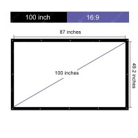 100 Inch 16:9 Collapsible White Portable Projector Screen